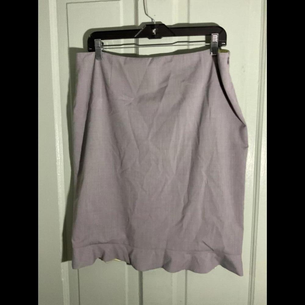 Elie Tahari Gray Straight Ruffled hem Skirt Size 12